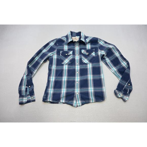 Hollister Western Pearl Snaps Cowboy Shirt Plaid Long Sleve Mens Size Medium - Picture 5 of 8